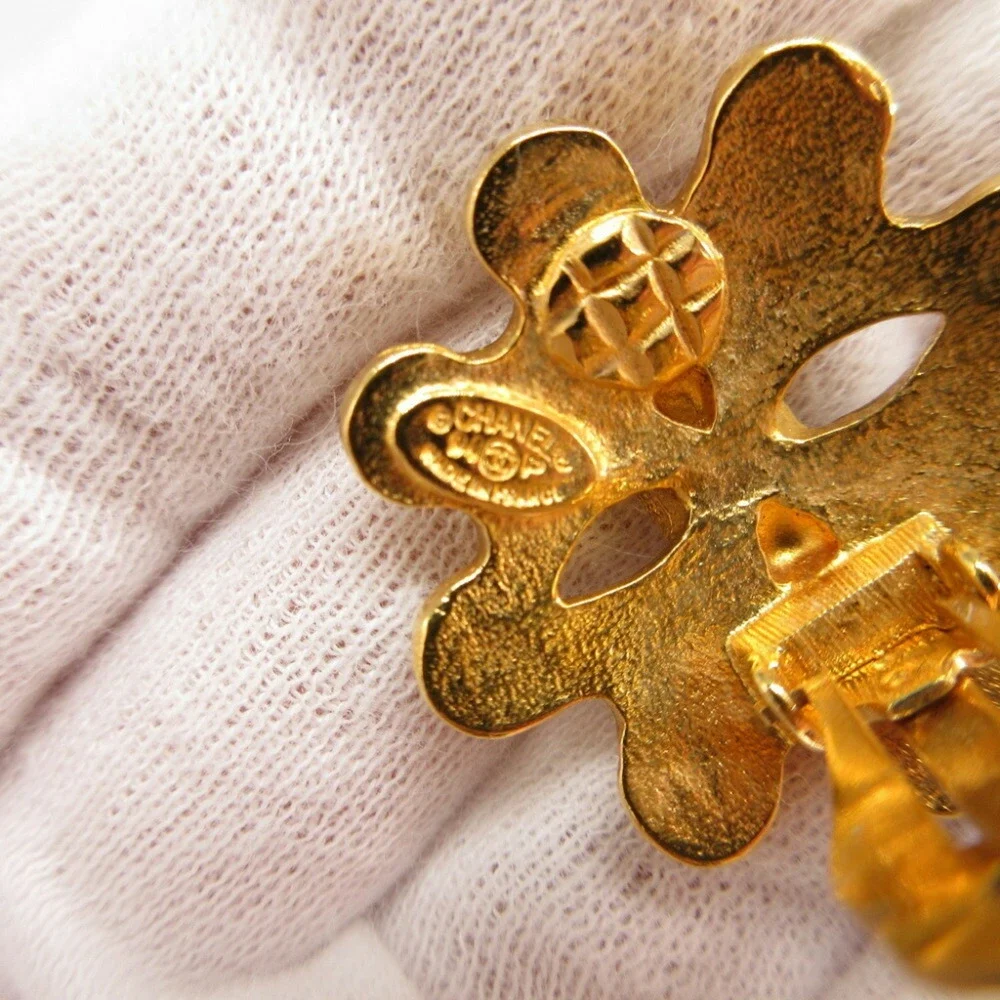 CHANEL Gold Logo Earrings